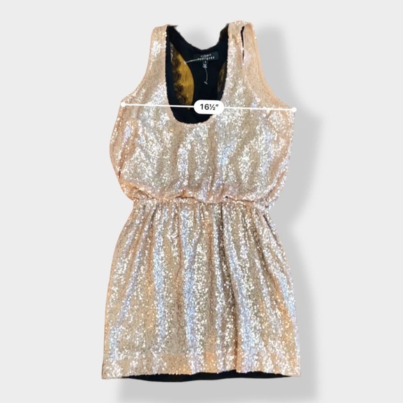 Robert Rodriguez NWOT designer sequin‎ and silk rose gold dress size 8 - Picture 7 of 10